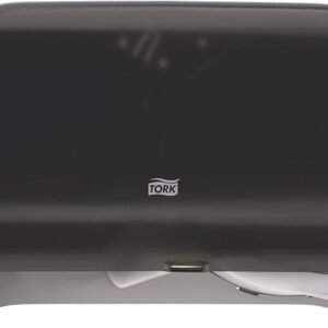 Tork Twin Jumbo Toilet Paper Roll Dispenser Smoke T22, Refill Indicator Window, 56TR