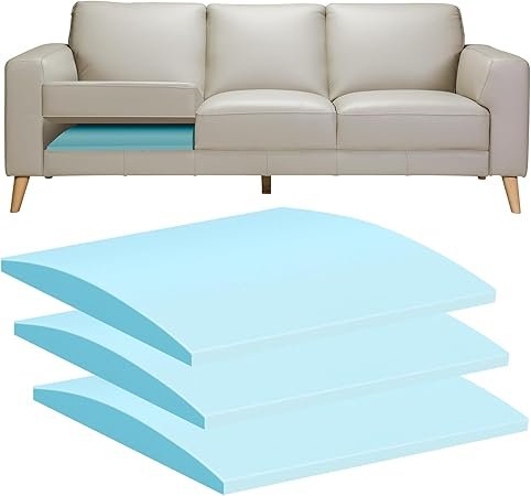 Couch Cushions Support for Sagging Seat 20"X 20"Insert pads Supports Board Sofa Furniture seat Cushion Under Sag Repair, Curved High Density Foam Replacement for Sectional Loveseat Chair Blue Set of 3