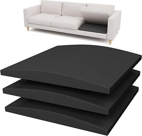 Couch Cushion Support for Sagging Seat, High-Density Curved Foam Sofa Furniture seat Couch Cushions Support Repair, 20"x20" Black Set of 3