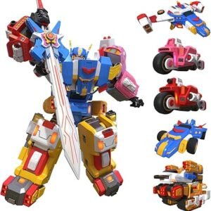 Wenbeier 5 in 1 Toys Car Robot Toys for Kids, 10 inches Action Figure Assembly Kit Toys Include Go Kart Motorcycle Airplane Tank- STEM Educational Toy for Boys Girls Ages 678910