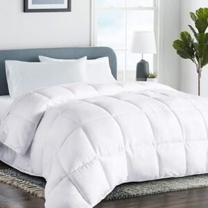 COHOME King Size Comforter - Down Alternative Duvet Insert - All-Season Cooling Comforter Reversible Design - Luxury Hotel Bedding with Anti-Clump Tech & 8 Tabs,Gifts for Women/Men, White 90x102