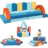 MeMoreCool Glow-in-The-Dark Dinosaur Modular Kids Play Couch — Convertible Foam Sofa for Toddlers, Multi-Configuration Climbing & Fort Building Furniture with Washable Covers, Gray - Image 4