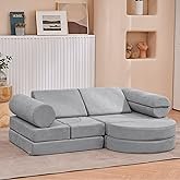 MeMoreCool Glow-in-The-Dark Dinosaur Modular Kids Play Couch — Convertible Foam Sofa for Toddlers, Multi-Configuration Climbing & Fort Building Furniture with Washable Covers, Gray - Image 5