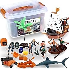 ArtCreativity 10 Inch Pirate Boat Playset, Detailed Ship Toy with 2 Pirate Action Figures & Tree, Fun Party Favor and Prize for Boys & Girls Ages 3+ - Image 4