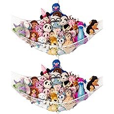 Lilly's Love Stuffed Animal Hammock | Corner Hanging Organizer, Toy Storage, Stuffed Animal Storage Net | Made from Quality Fishing Net, Holds 12lbs | 67"x47"x47" (White, 2 Pack) - Image 2