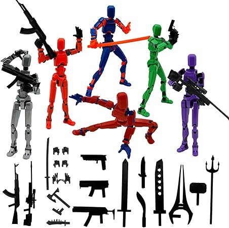 (Assembly Completed) 6 Packs T13 Action Figure Set, 3D Printed ActionFigure Toy Gifts for Kids, Dummy 13,Robot 13 Action Figure Full Body Mechanical Doll Christmas Birthday Gift for Boys Girls